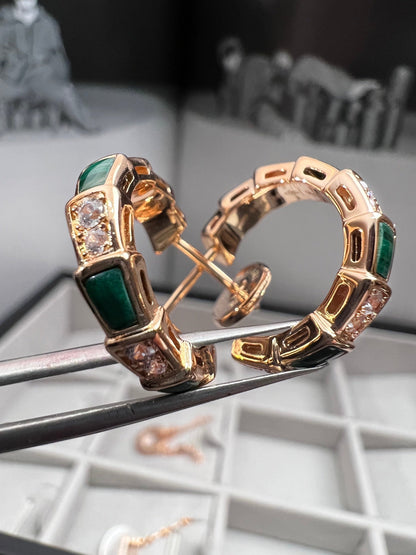 [Royal Top]SERPENTI MALACHITE PINK GOLD EARRINGS