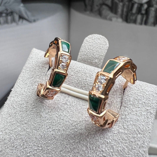 [Royal Top]SERPENTI MALACHITE PINK GOLD EARRINGS
