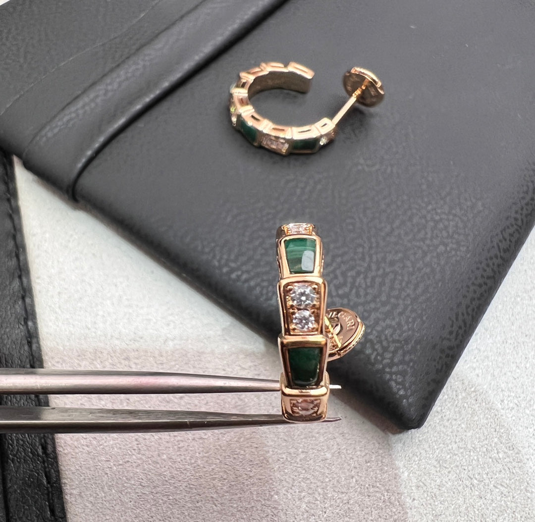 [Royal Top]SERPENTI MALACHITE PINK GOLD EARRINGS