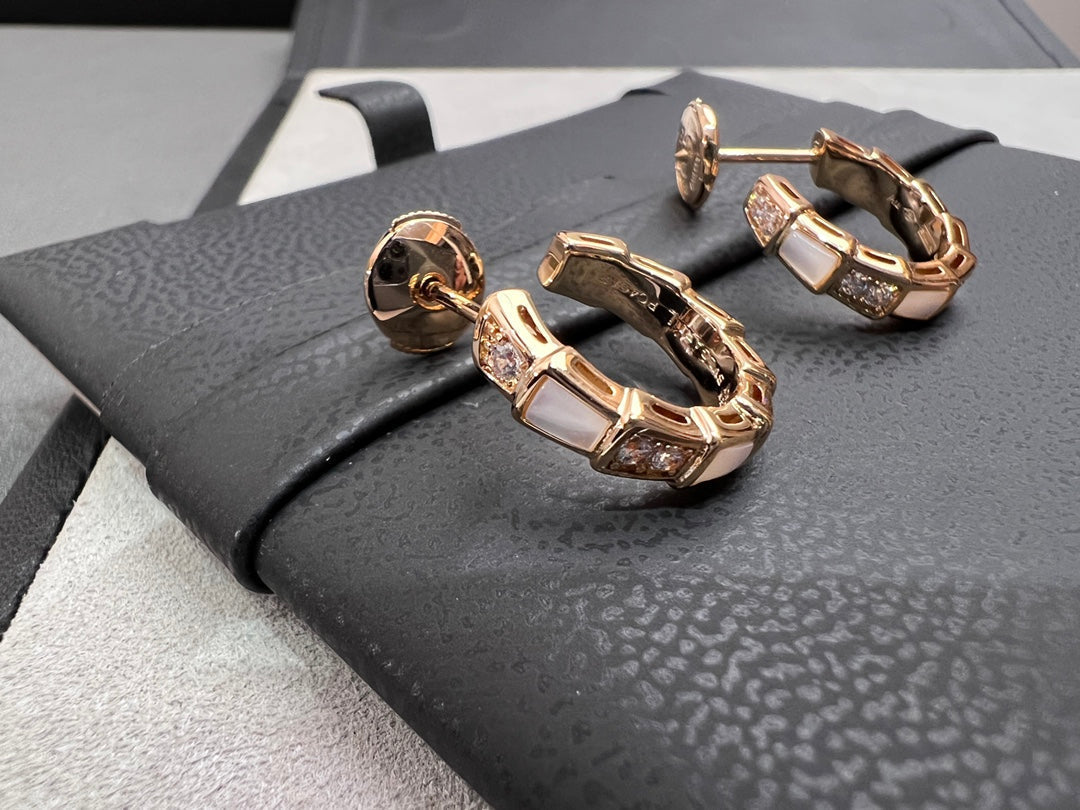[Royal Top]SERPENTI MOP PINK GOLD EARRINGS