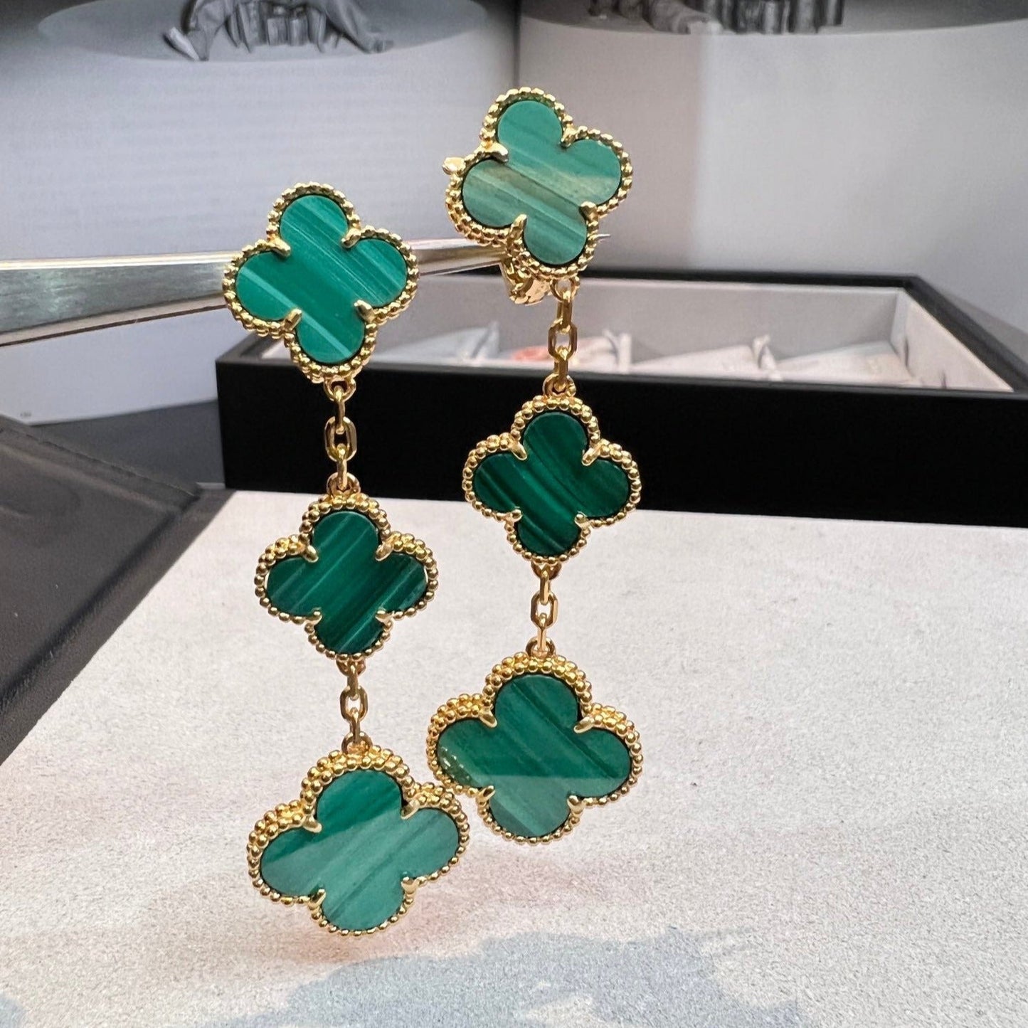 [Royal Top]CLOVER MALACHITE 3 MOTIFS GOLD