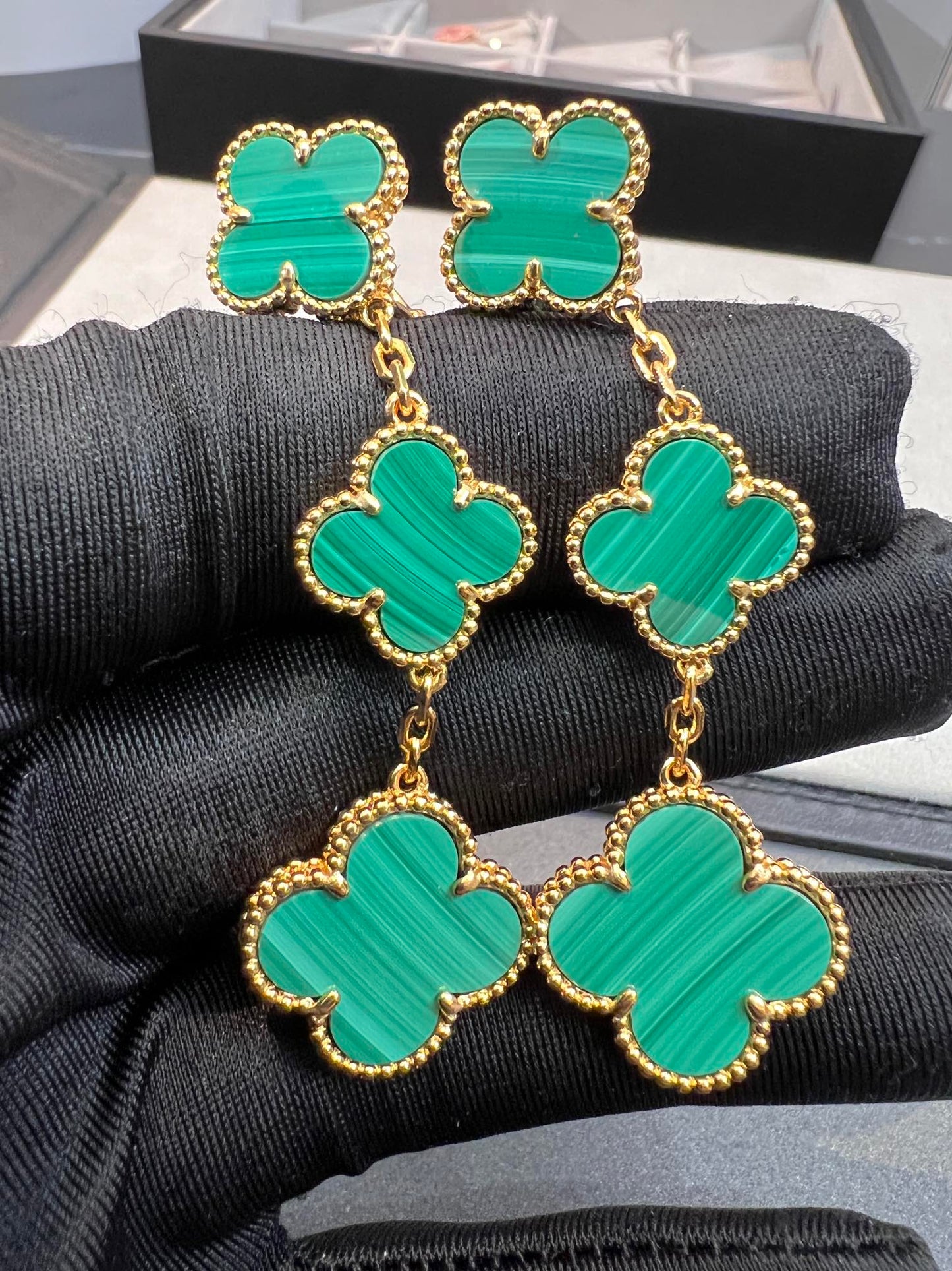 [Royal Top]CLOVER MALACHITE 3 MOTIFS GOLD