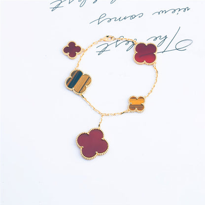 [Royal Top]CLOVER BRACELET 5 MOTIFS CARNELIAN TIGER EYE