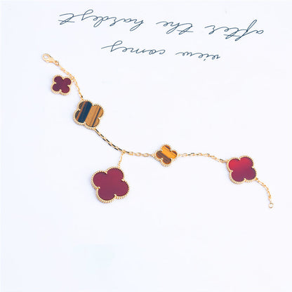 [Royal Top]CLOVER BRACELET 5 MOTIFS CARNELIAN TIGER EYE