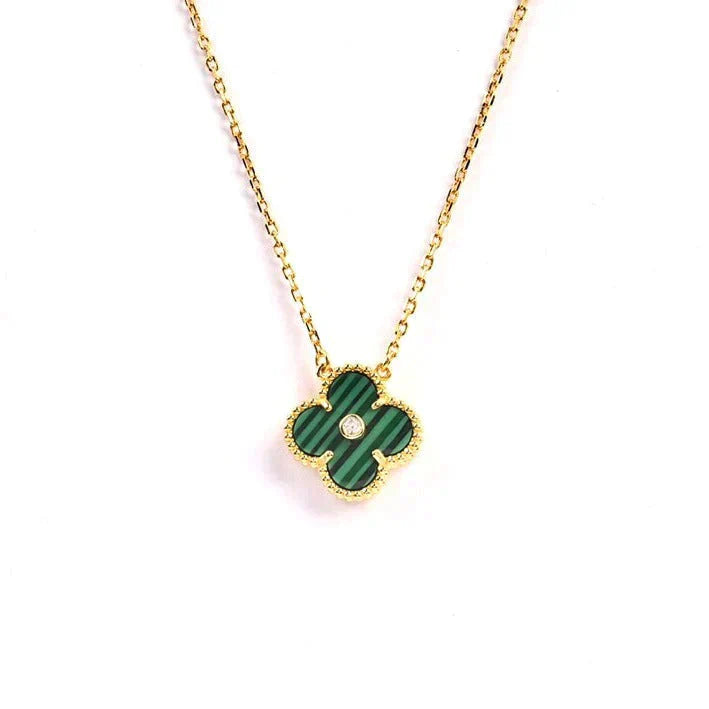 [Royal Top]CLOVER 15MM DIAMOND TURQUOISE NECKLACE
