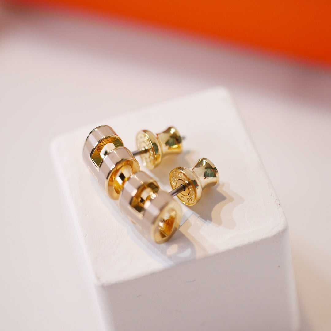 [Royal Top]MINI POP H GOLD EARRINGS GREY
