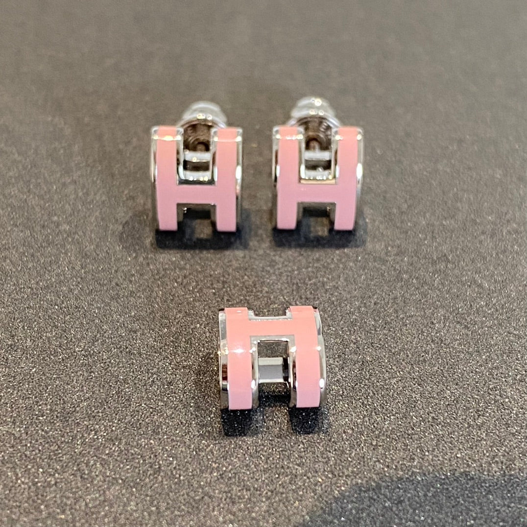 [Royal Top]MINI POP H SILVER EARRINGS PINK