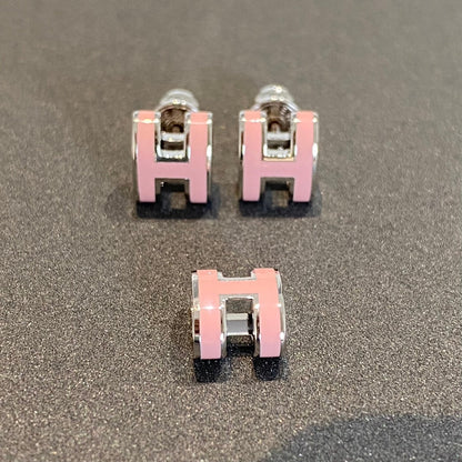 [Royal Top]MINI POP H SILVER EARRINGS PINK