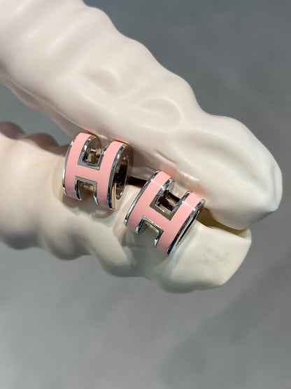 [Royal Top]MINI POP H SILVER EARRINGS PINK