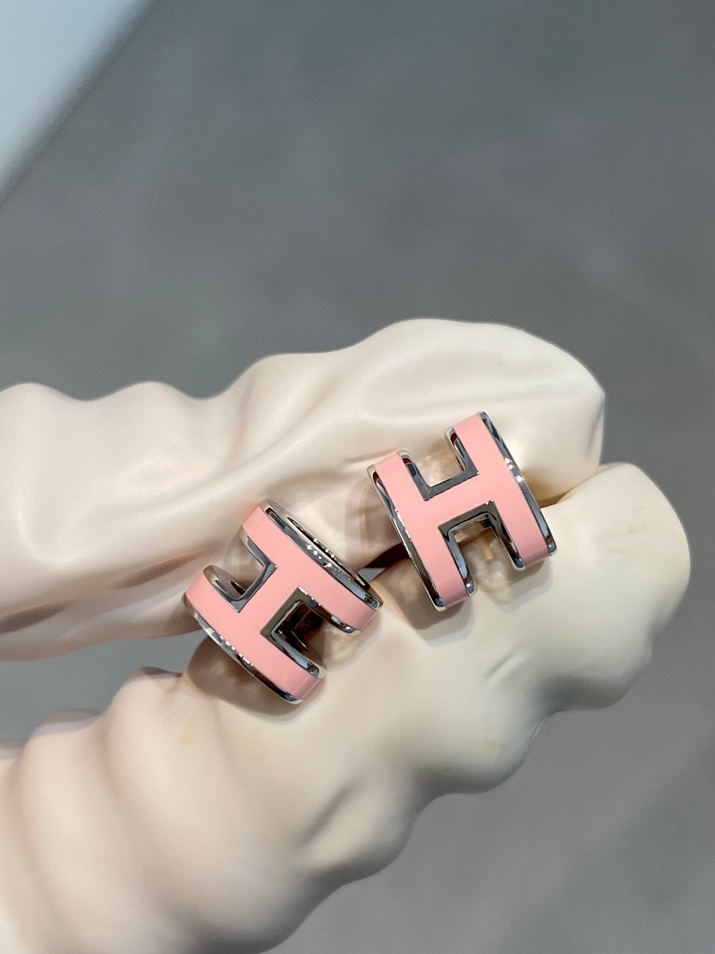 [Royal Top]MINI POP H SILVER EARRINGS PINK