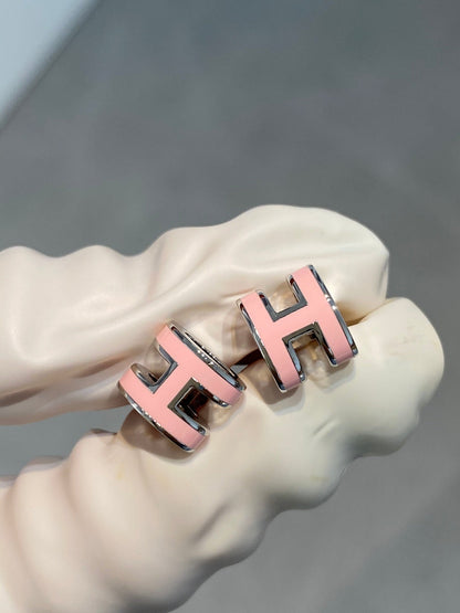 [Royal Top]MINI POP H SILVER EARRINGS PINK
