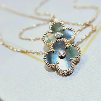 [Royal Top]CLOVER 15MM DIAMOND AND MOTHER-OF-GREY NECKLACE