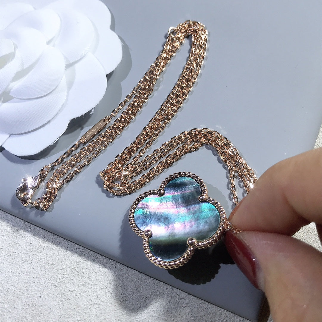[Royal Top]CLOVER 25MM GOLD DARK MOP BIG CLOVER NECKLACE