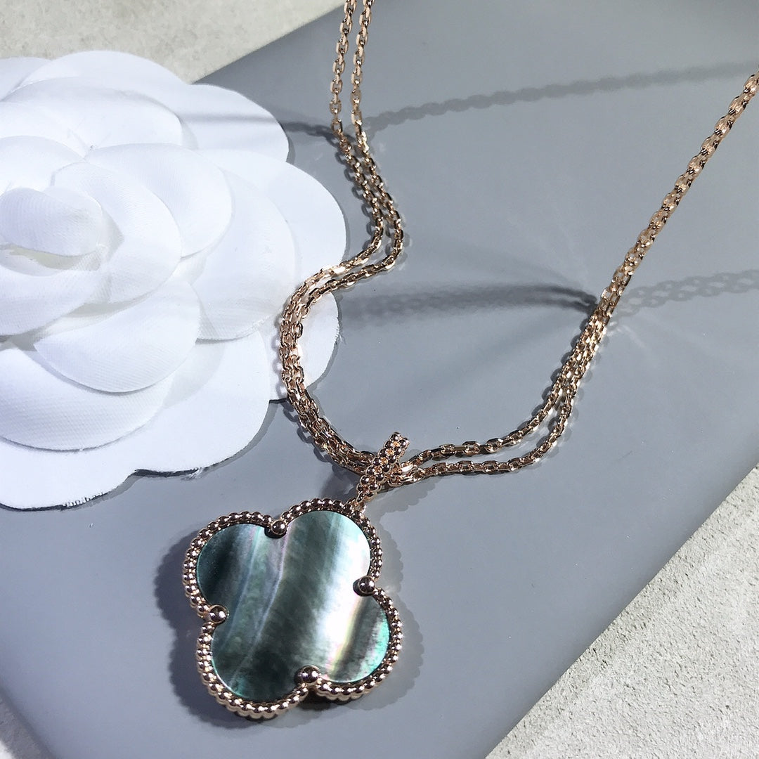 [Royal Top]CLOVER 25MM GOLD DARK MOP BIG CLOVER NECKLACE