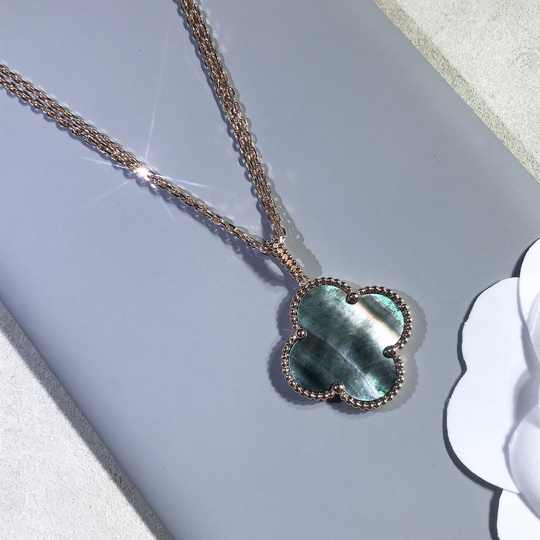 [Royal Top]CLOVER 25MM GOLD DARK MOP BIG CLOVER NECKLACE
