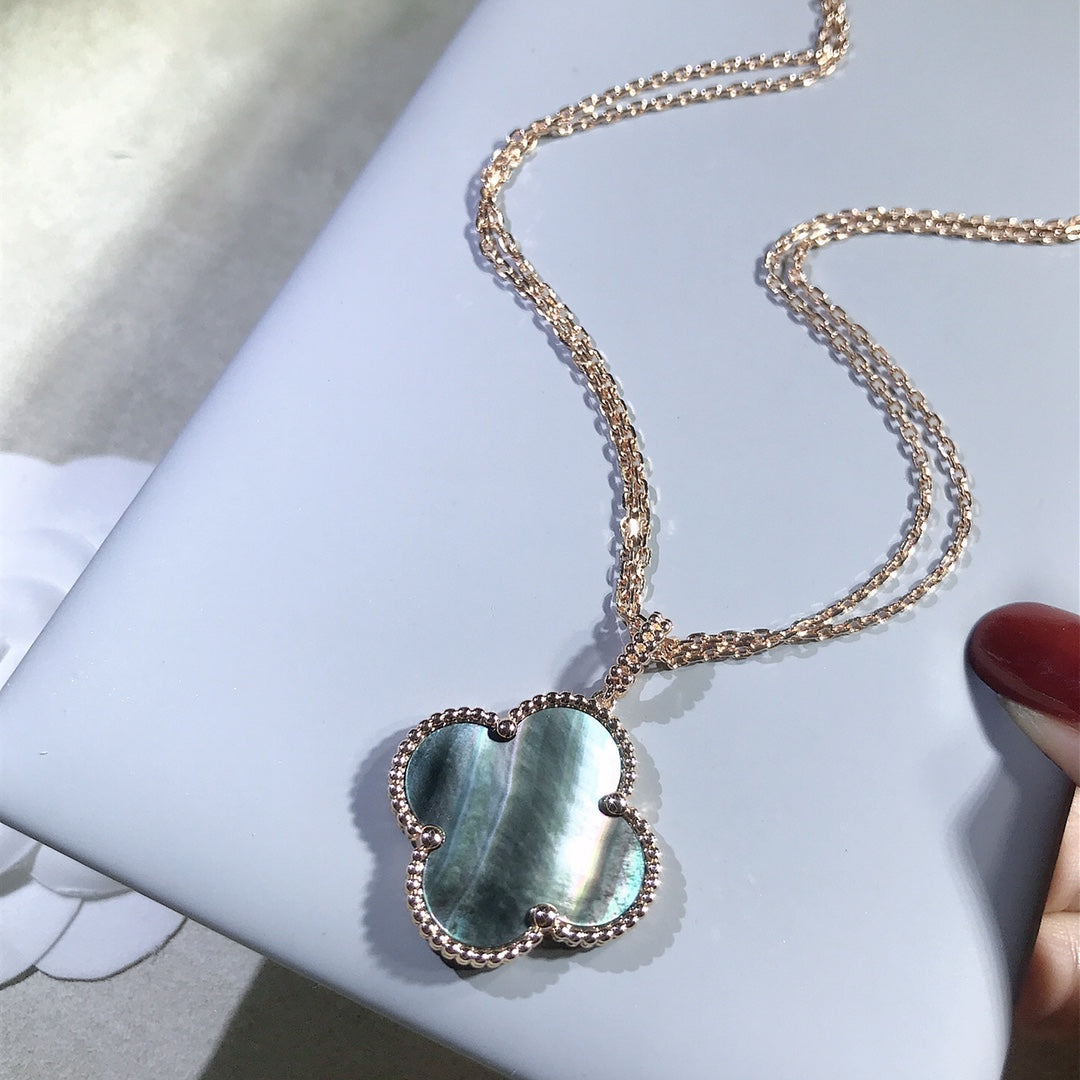 [Royal Top]CLOVER 25MM GOLD DARK MOP BIG CLOVER NECKLACE