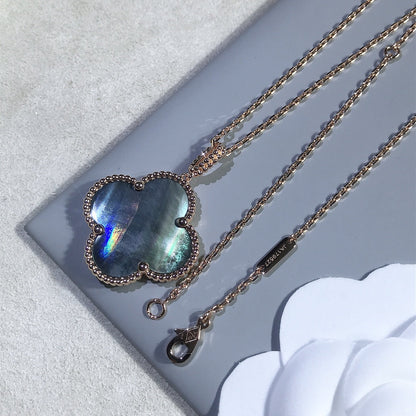 [Royal Top]CLOVER 25MM GOLD DARK MOP BIG CLOVER NECKLACE