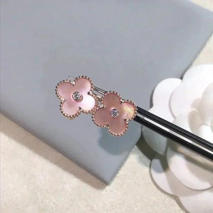 [Royal Top]CLOVER MEDIUM 1 MOTIFS  PINK MOP DIAMOND EARRINGS