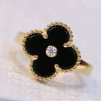[Royal Top]CLOVER ONYX RING GOLD DIAMOND