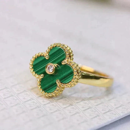 [Royal Top]CLOVER MALACHITE RING GOLD DIAMOND