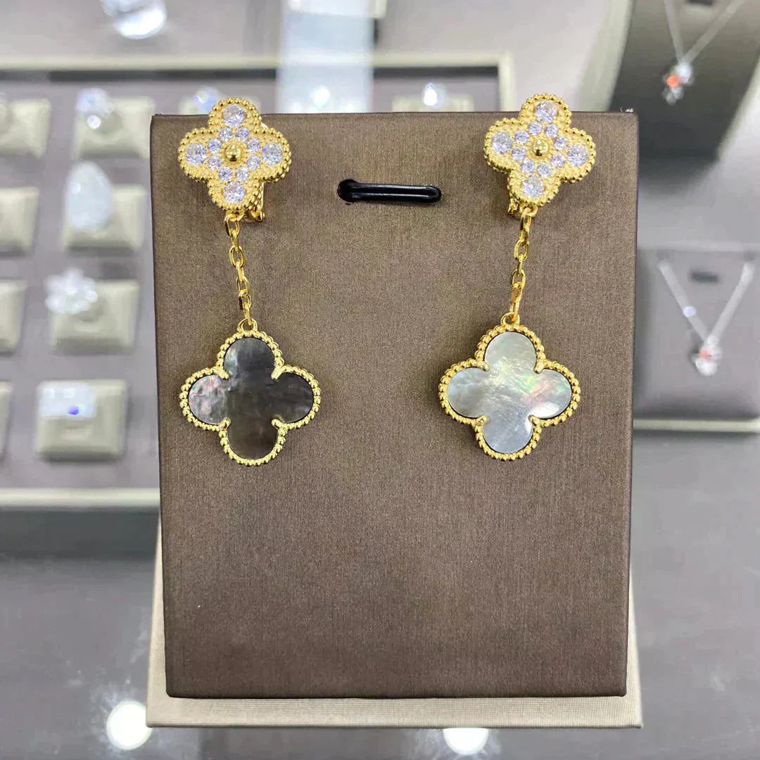 [Royal Top]CLOVER  2 MOTIFS  DIAMOND  EARRINGS (MULTIPLE CHOICESç´