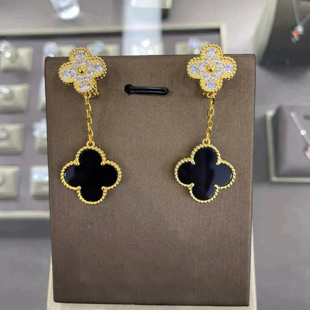 [Royal Top]CLOVER  2 MOTIFS  DIAMOND  EARRINGS (MULTIPLE CHOICESç´