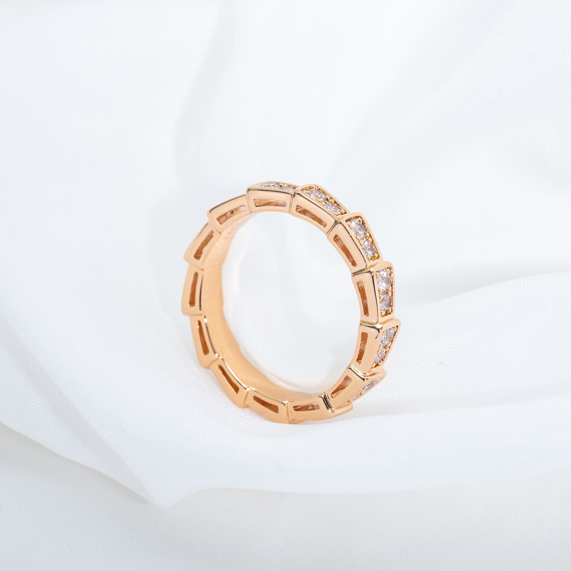 [Royal Top]SERPENTI RING PINK GOLD DIAMOND PAVED 3MM