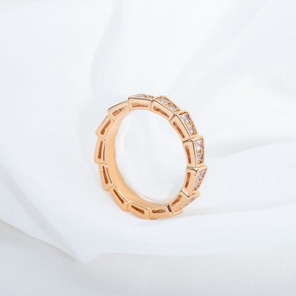 [Royal Top]SERPENTI RING PINK GOLD DIAMOND PAVED 3MM