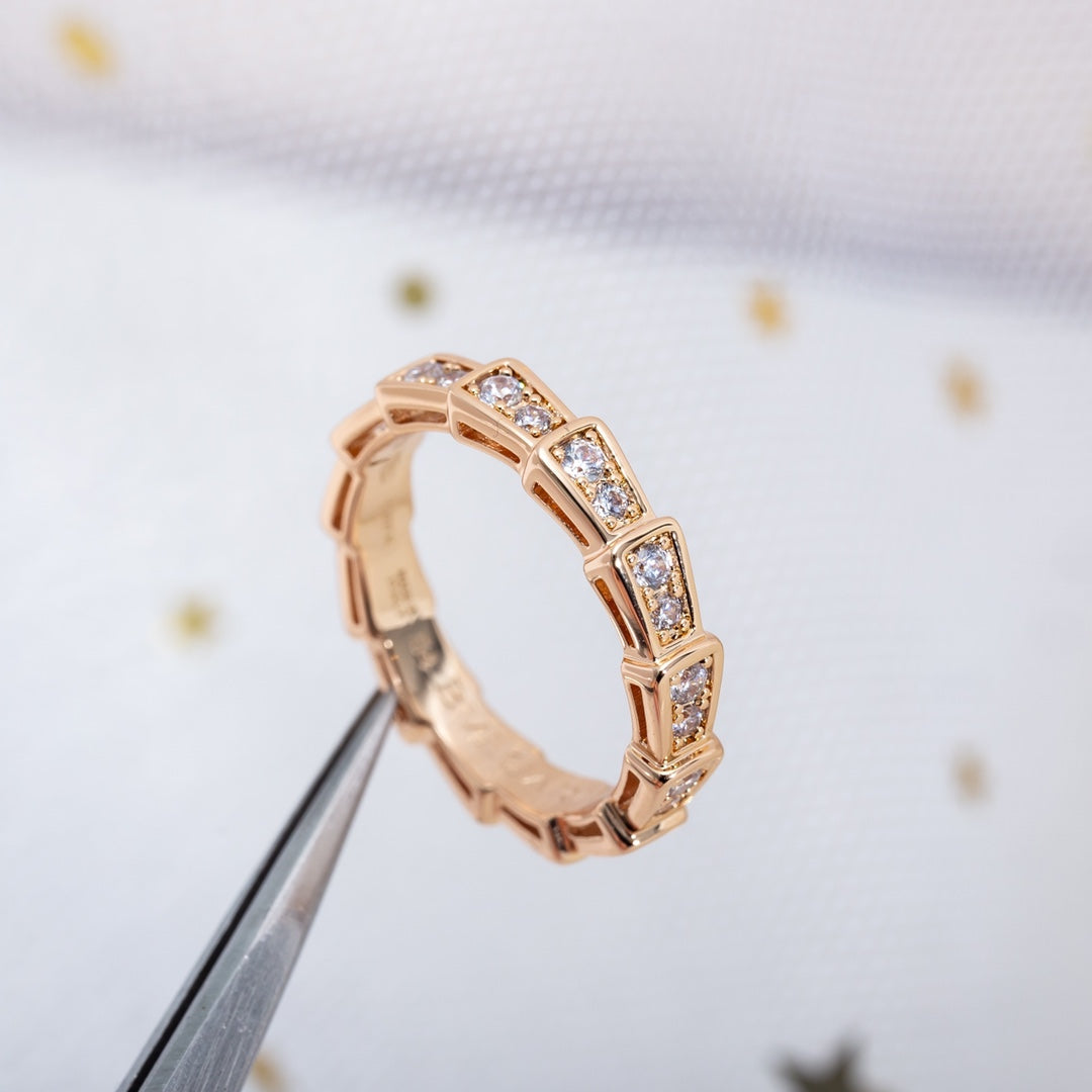 [Royal Top]SERPENTI RING PINK GOLD DIAMOND PAVED 3MM