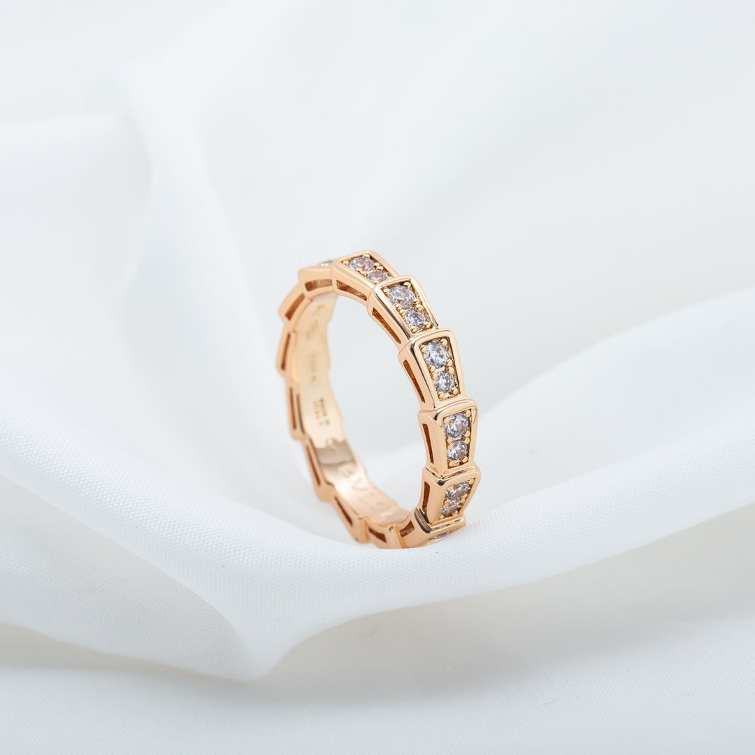 [Royal Top]SERPENTI RING PINK GOLD DIAMOND PAVED 3MM