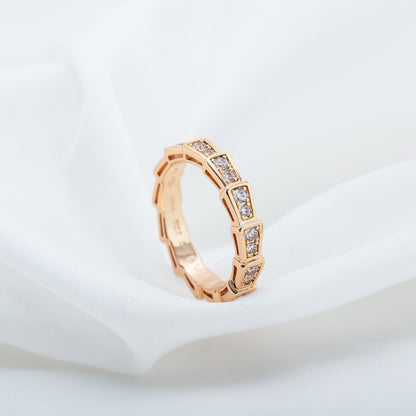 [Royal Top]SERPENTI RING PINK GOLD DIAMOND PAVED 3MM