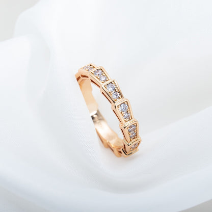 [Royal Top]SERPENTI RING PINK GOLD DIAMOND PAVED 3MM