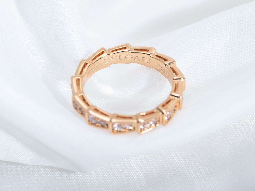 [Royal Top]SERPENTI RING PINK GOLD DIAMOND PAVED 3MM
