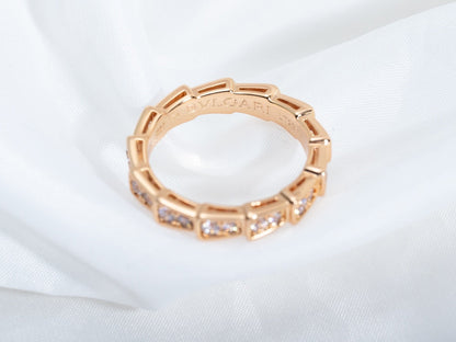 [Royal Top]SERPENTI RING PINK GOLD DIAMOND PAVED 3MM