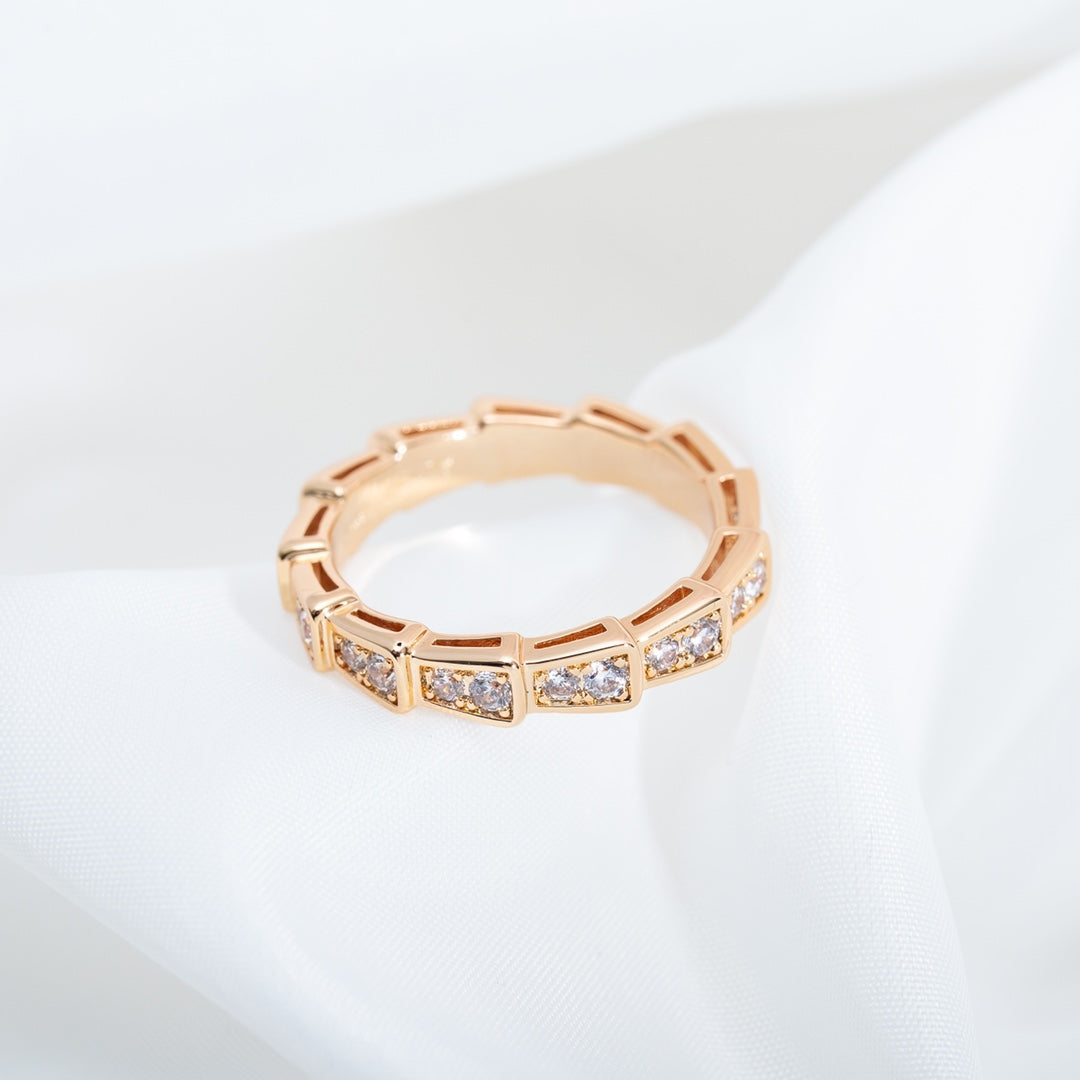 [Royal Top]SERPENTI RING PINK GOLD DIAMOND PAVED 3MM
