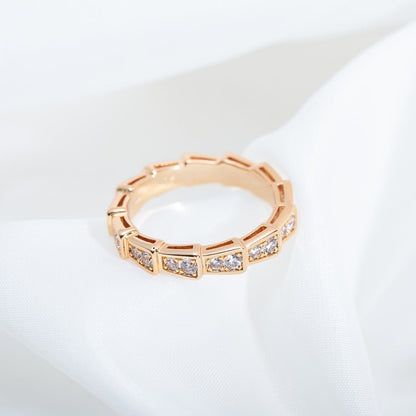 [Royal Top]SERPENTI RING PINK GOLD DIAMOND PAVED 3MM