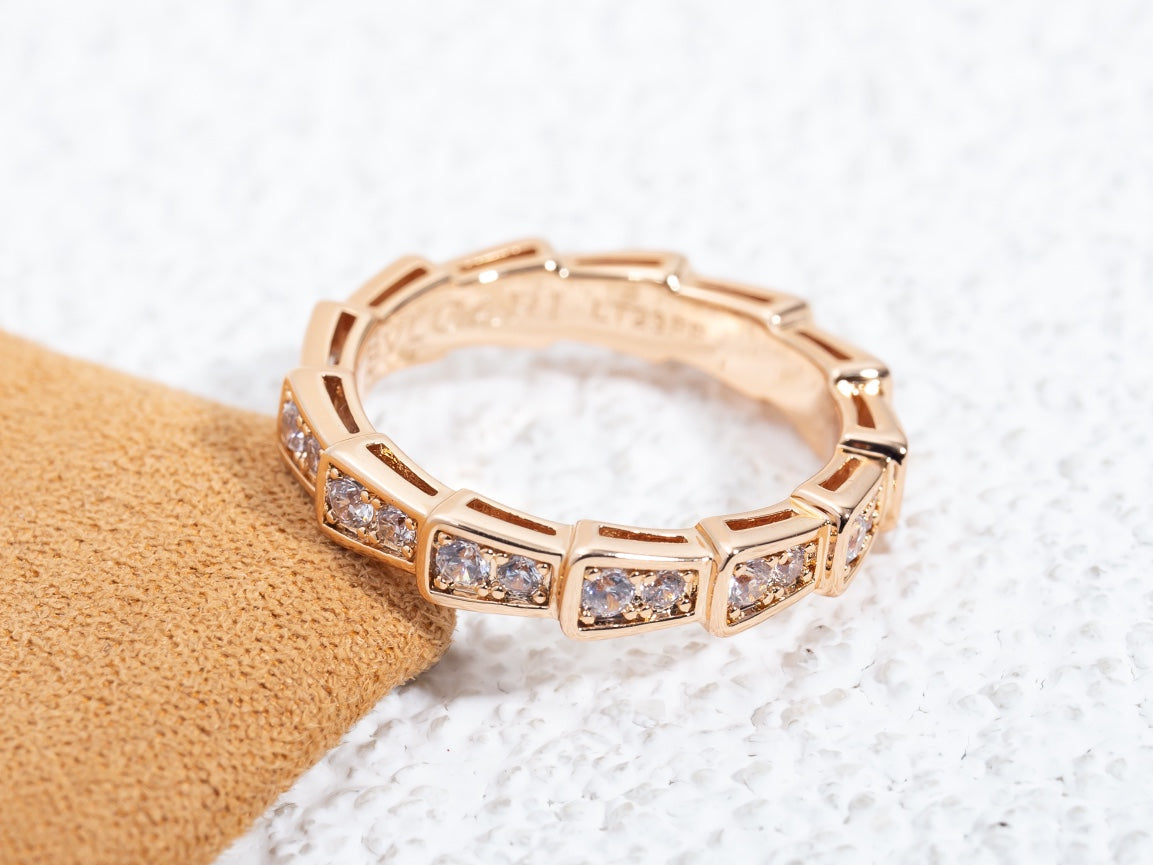[Royal Top]SERPENTI RING PINK GOLD DIAMOND PAVED 3MM