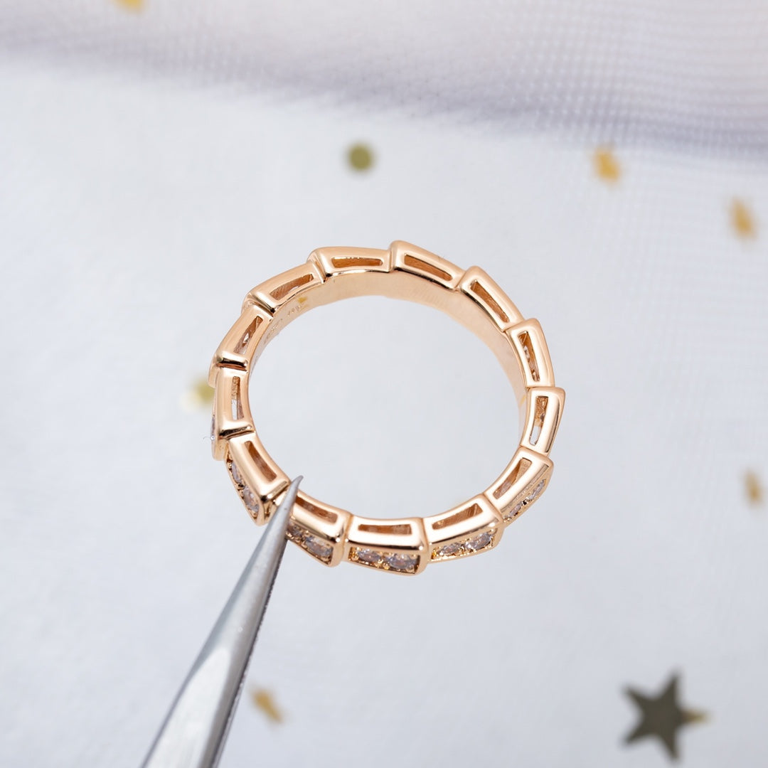 [Royal Top]SERPENTI RING PINK GOLD DIAMOND PAVED 3MM