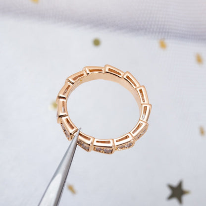 [Royal Top]SERPENTI RING PINK GOLD DIAMOND PAVED 3MM