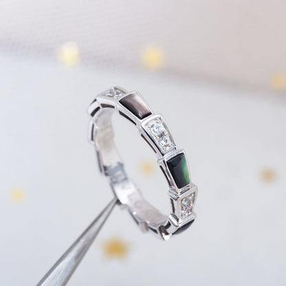 [Royal Top]SERPENTI RING SILVER  DIAMOND BLACK MOP 3MM