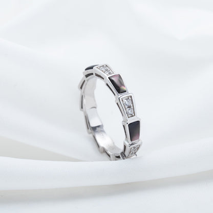 [Royal Top]SERPENTI RING SILVER  DIAMOND BLACK MOP 3MM