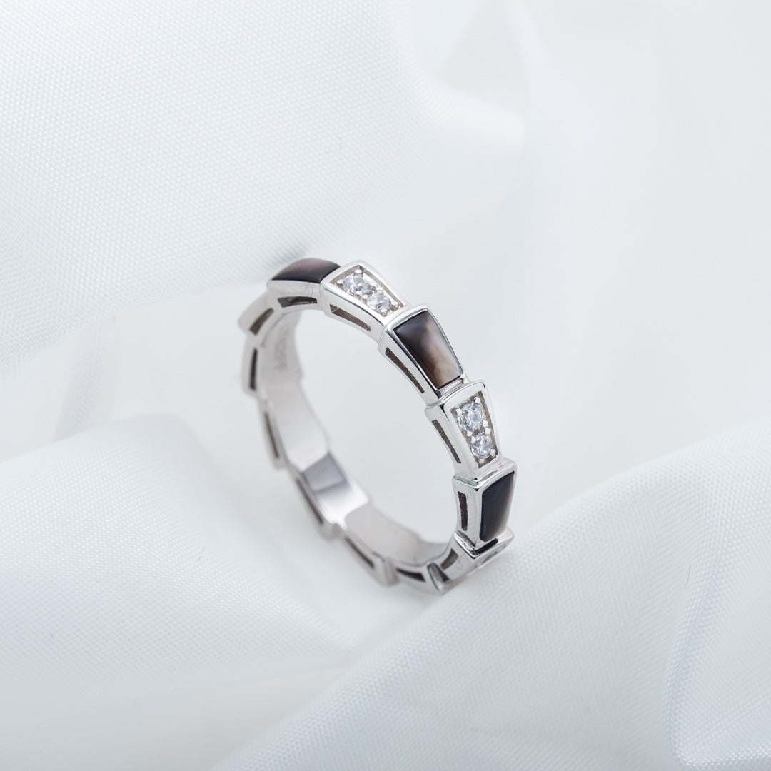 [Royal Top]SERPENTI RING SILVER  DIAMOND BLACK MOP 3MM