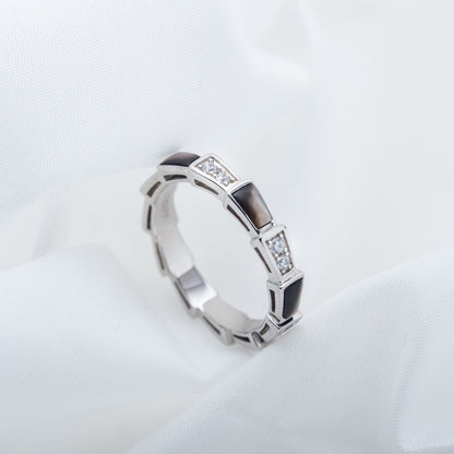 [Royal Top]SERPENTI RING SILVER  DIAMOND BLACK MOP 3MM