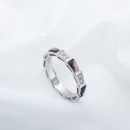 [Royal Top]SERPENTI RING SILVER  DIAMOND BLACK MOP 3MM