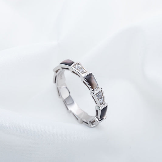 [Royal Top]SERPENTI RING SILVER  DIAMOND BLACK MOP 3MM