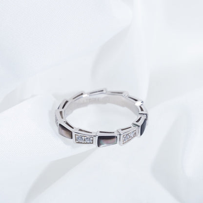 [Royal Top]SERPENTI RING SILVER  DIAMOND BLACK MOP 3MM