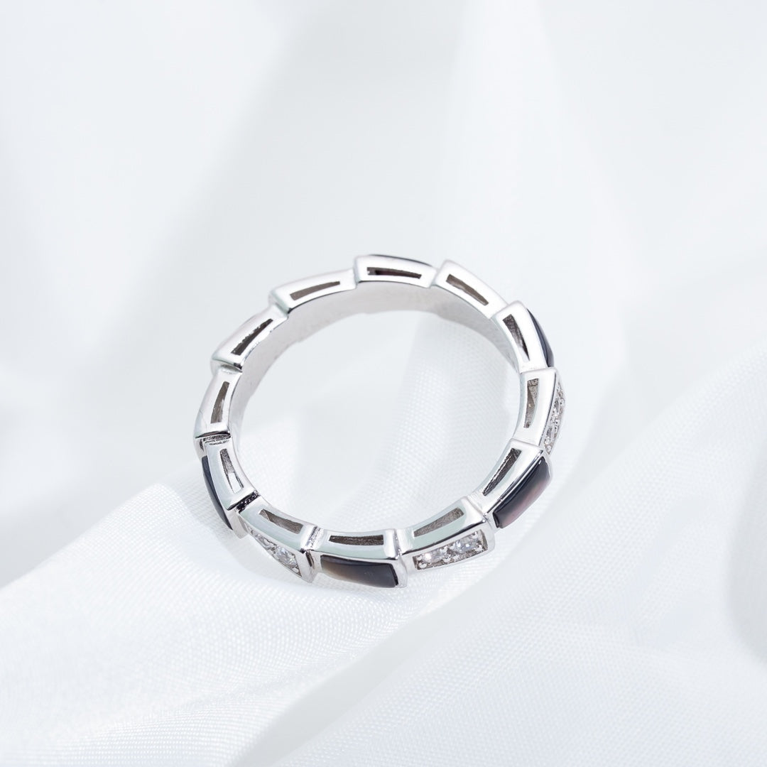 [Royal Top]SERPENTI RING SILVER  DIAMOND BLACK MOP 3MM