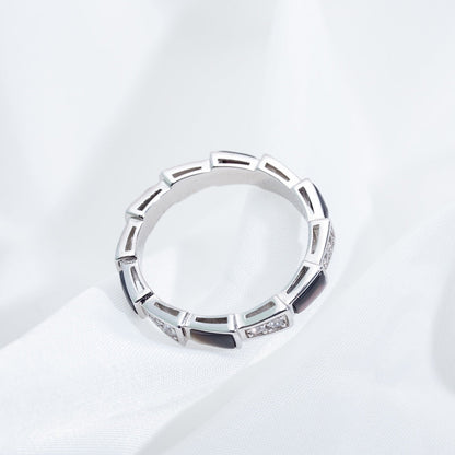[Royal Top]SERPENTI RING SILVER  DIAMOND BLACK MOP 3MM