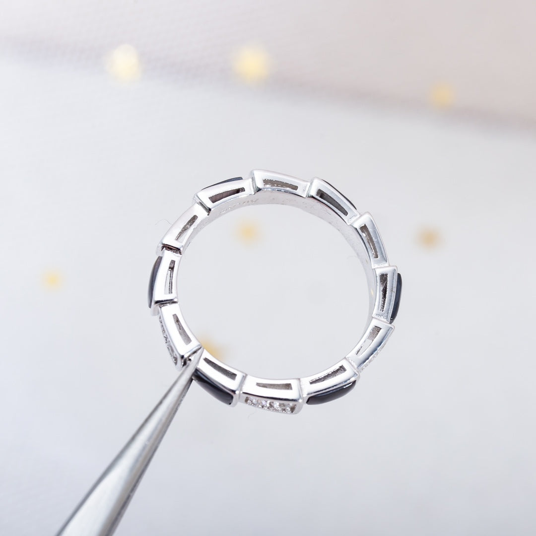 [Royal Top]SERPENTI RING SILVER  DIAMOND BLACK MOP 3MM