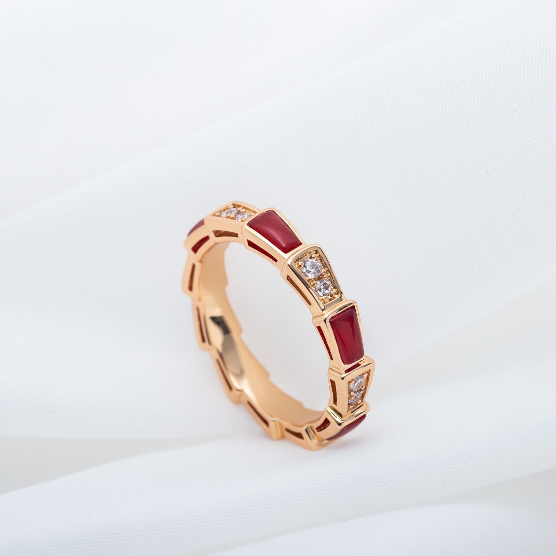 [Royal Top]SERPENTI RING PINK GOLD CARNELIAN DIAMOND 3MM